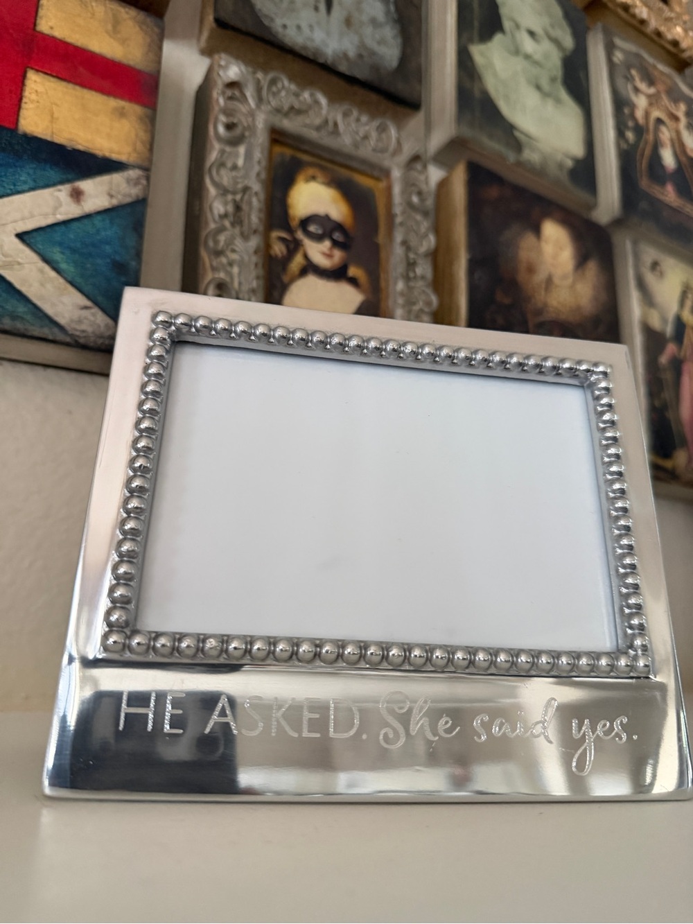 Mariposa He Asked She Said Yes Beaded 4x6 Photo Frame